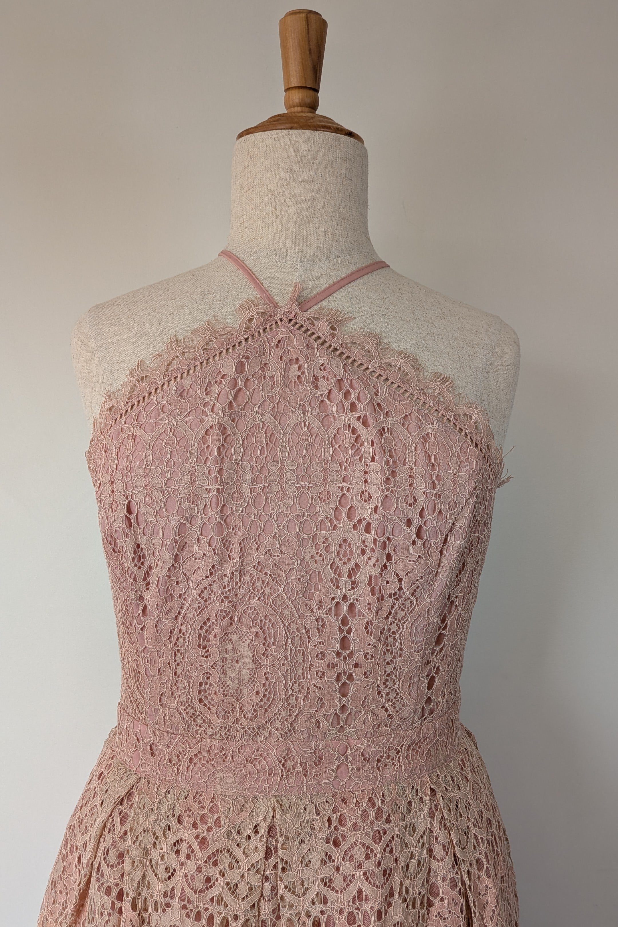 ASOS Lace Midi Dress with Pinny Bodice in Soft Blush Size 18 BNWT RRP $145