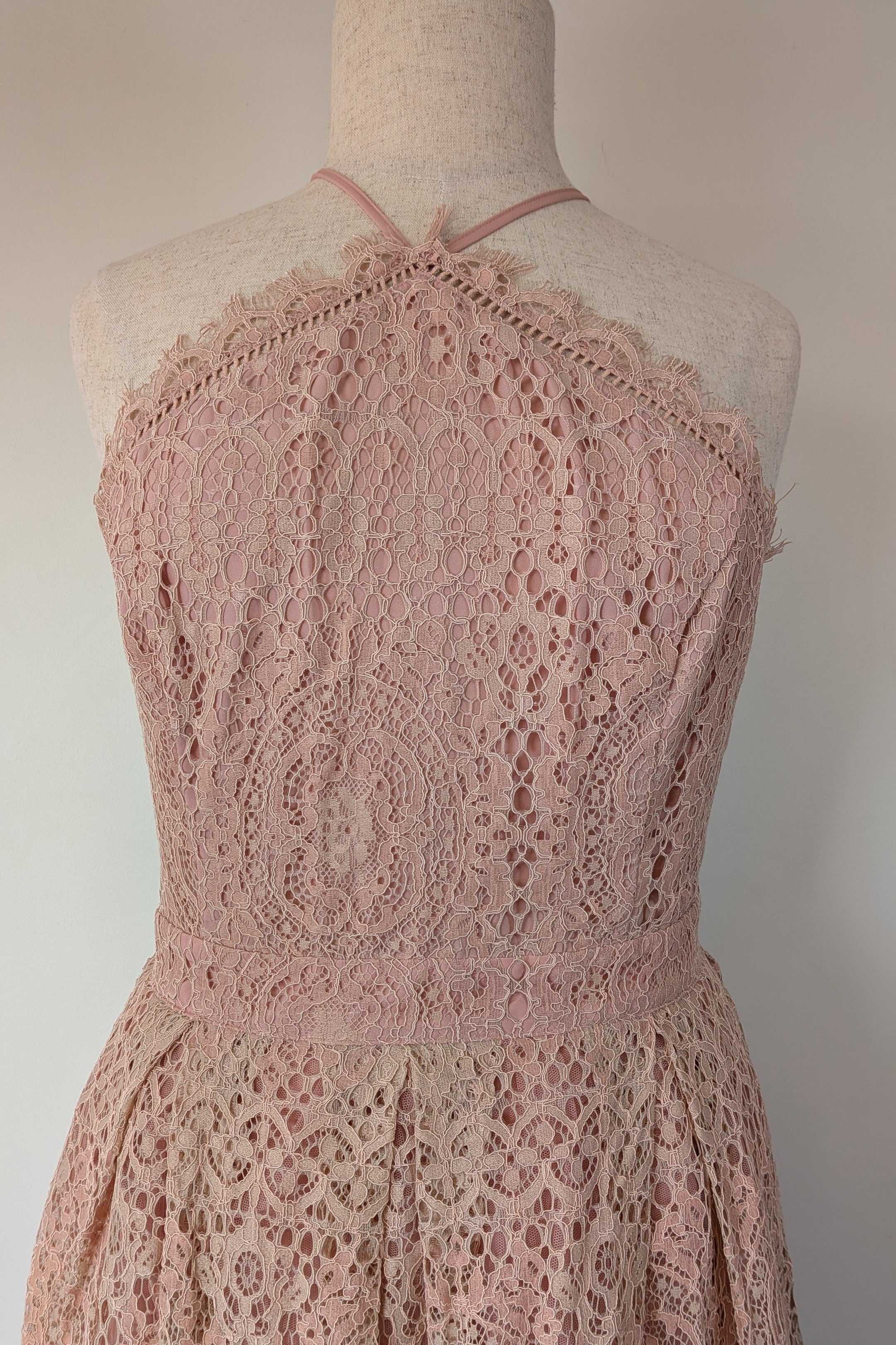 ASOS Lace Midi Dress with Pinny Bodice in Soft Blush Size 18 BNWT RRP $145