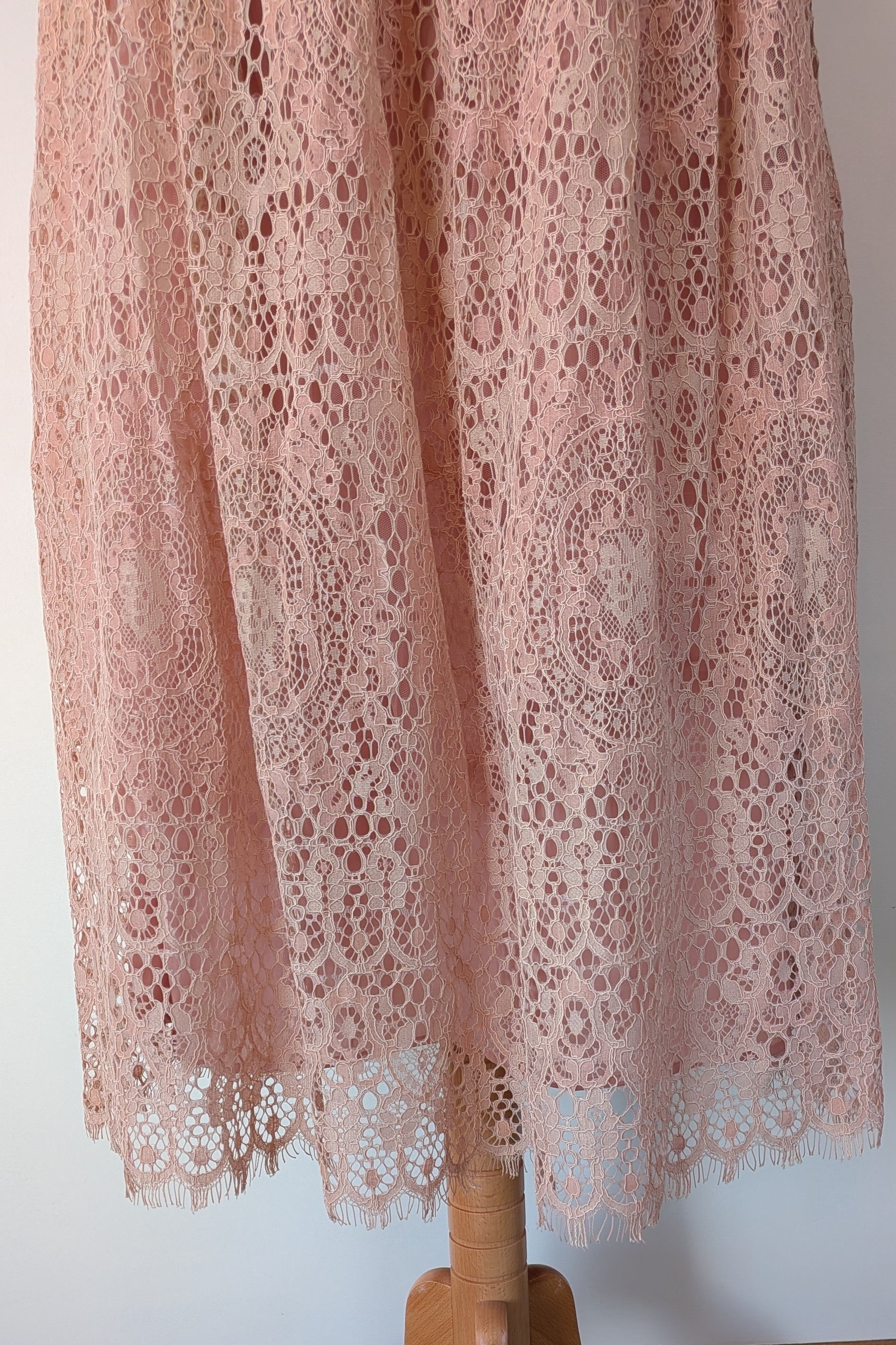 ASOS Lace Midi Dress with Pinny Bodice in Soft Blush Size 18 BNWT RRP $145