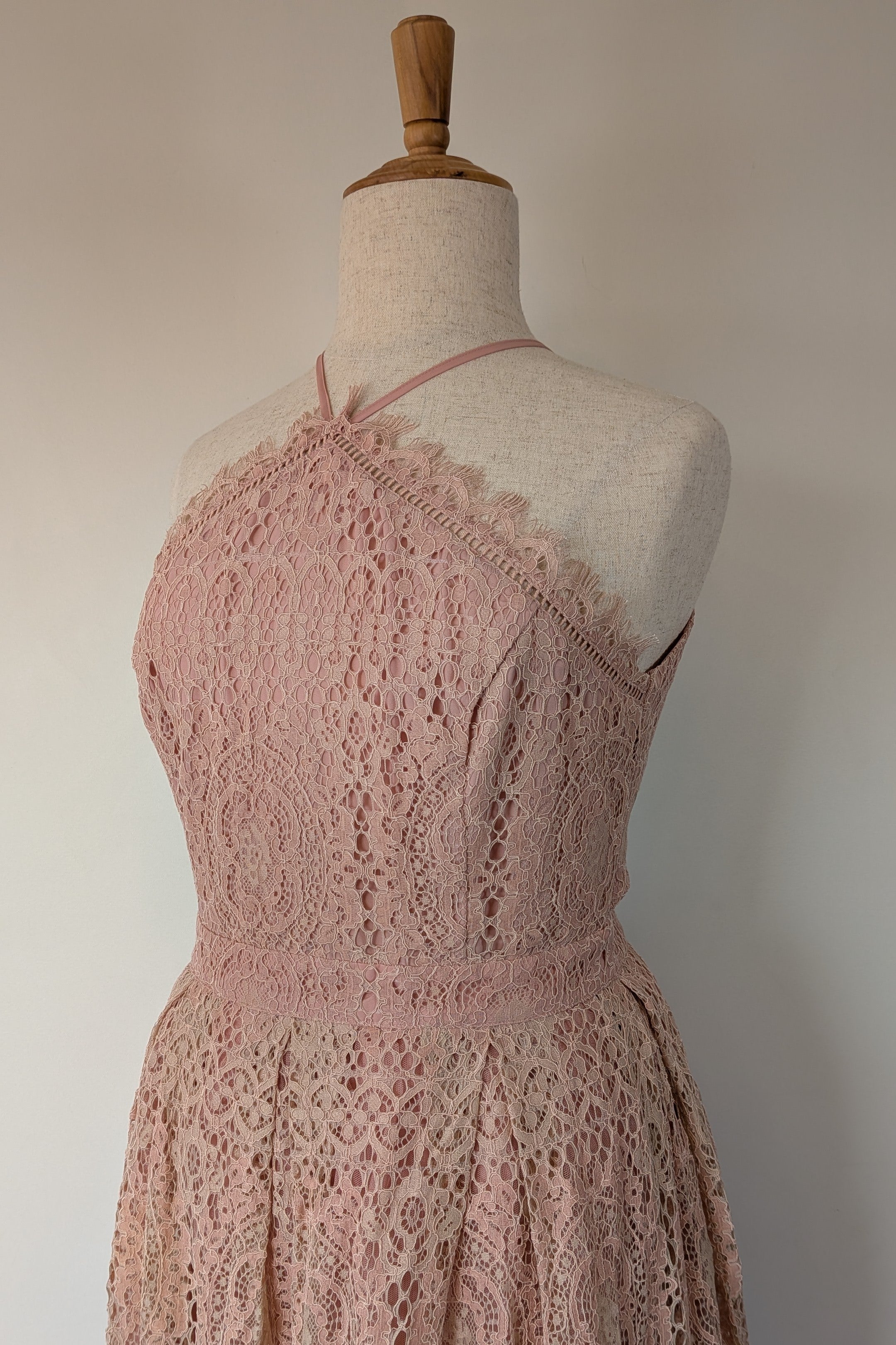 ASOS Lace Midi Dress with Pinny Bodice in Soft Blush Size 18 BNWT RRP $145