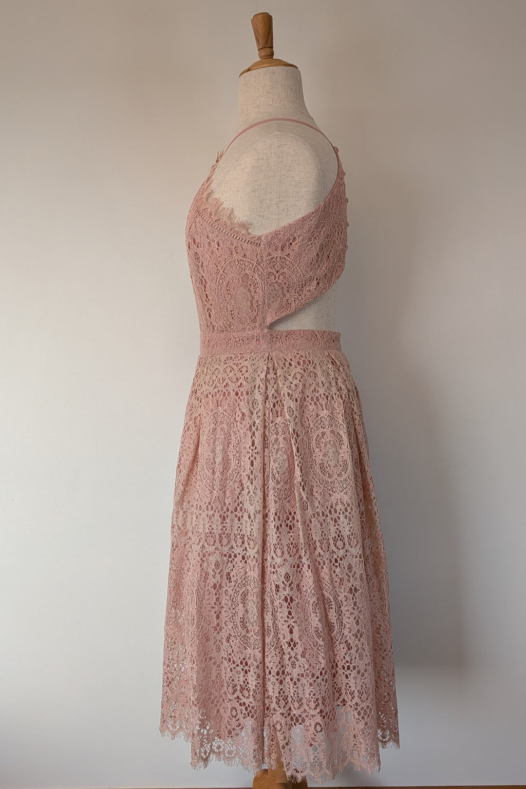 ASOS Lace Midi Dress with Pinny Bodice in Soft Blush Size 18 BNWT RRP $145