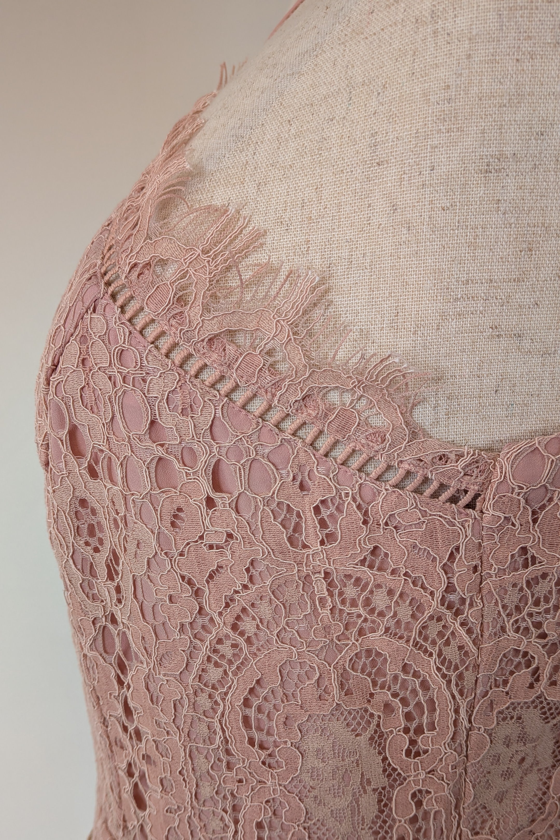 ASOS Lace Midi Dress with Pinny Bodice in Soft Blush Size 18 BNWT RRP $145