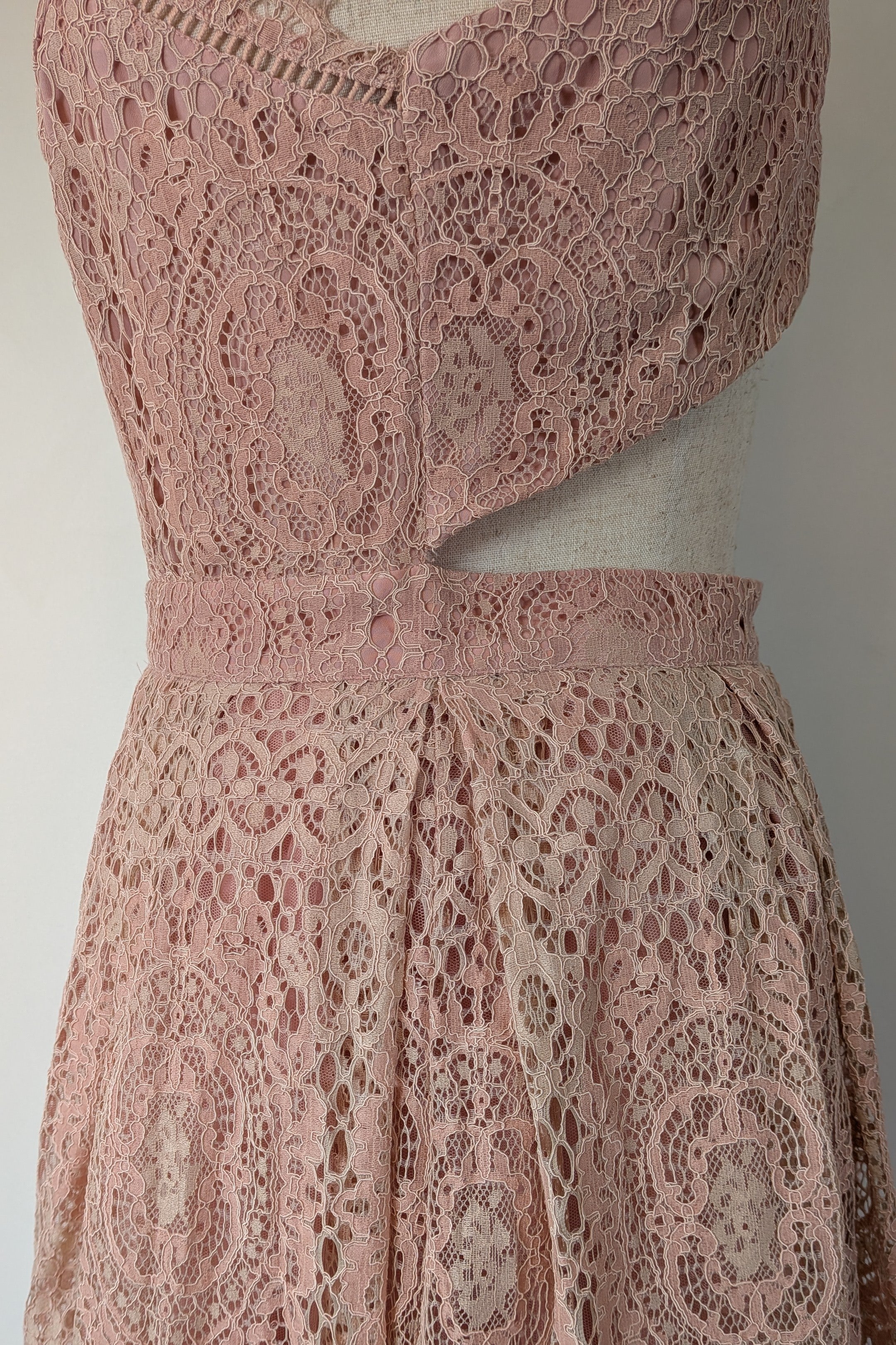 ASOS Lace Midi Dress with Pinny Bodice in Soft Blush Size 18 BNWT RRP $145