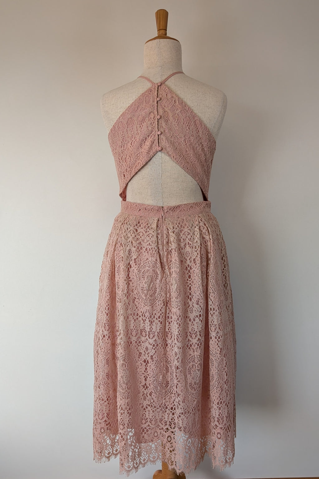 ASOS Lace Midi Dress with Pinny Bodice in Soft Blush Size 18 BNWT RRP $145