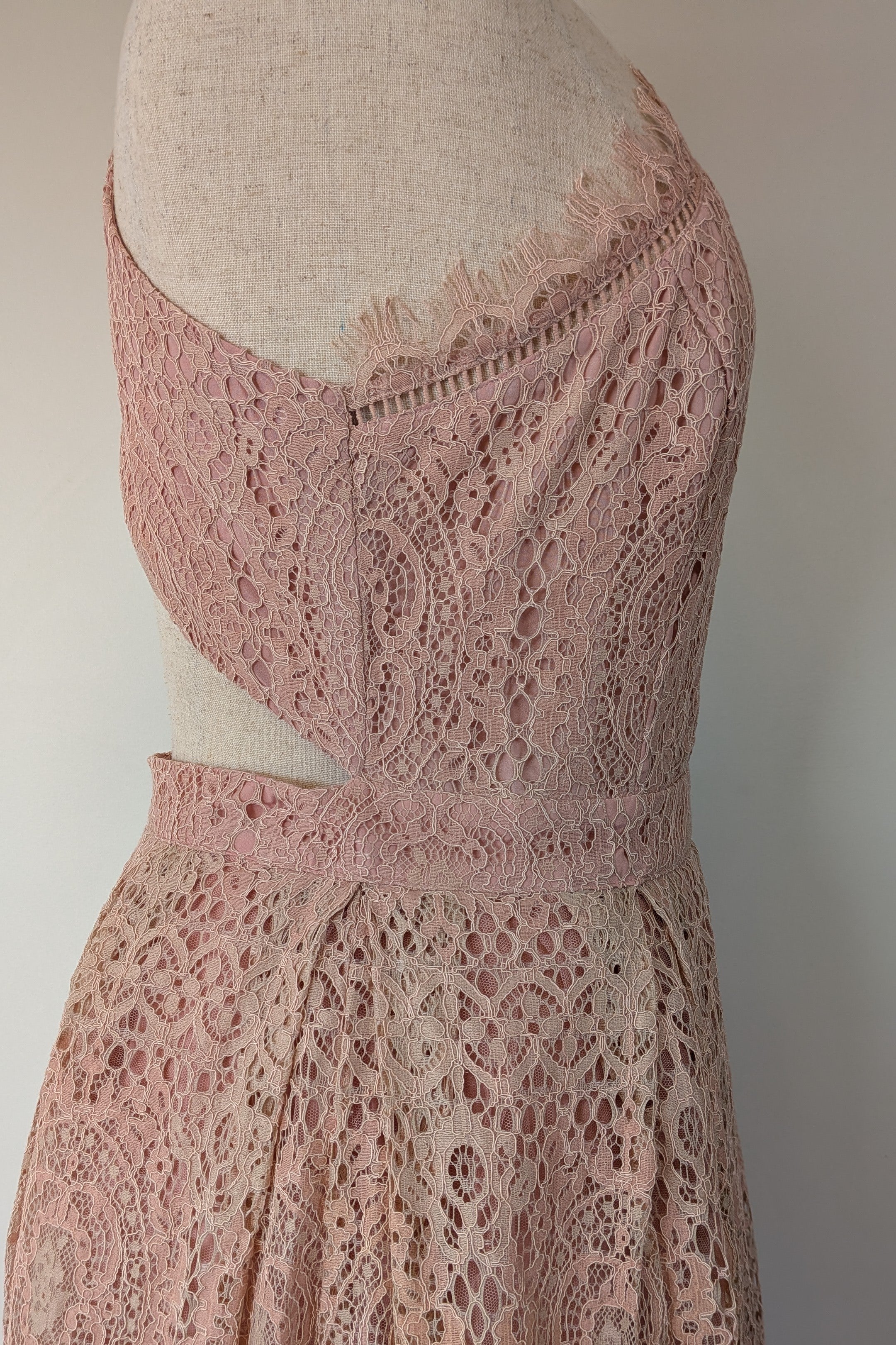 ASOS Lace Midi Dress with Pinny Bodice in Soft Blush Size 18 BNWT RRP $145