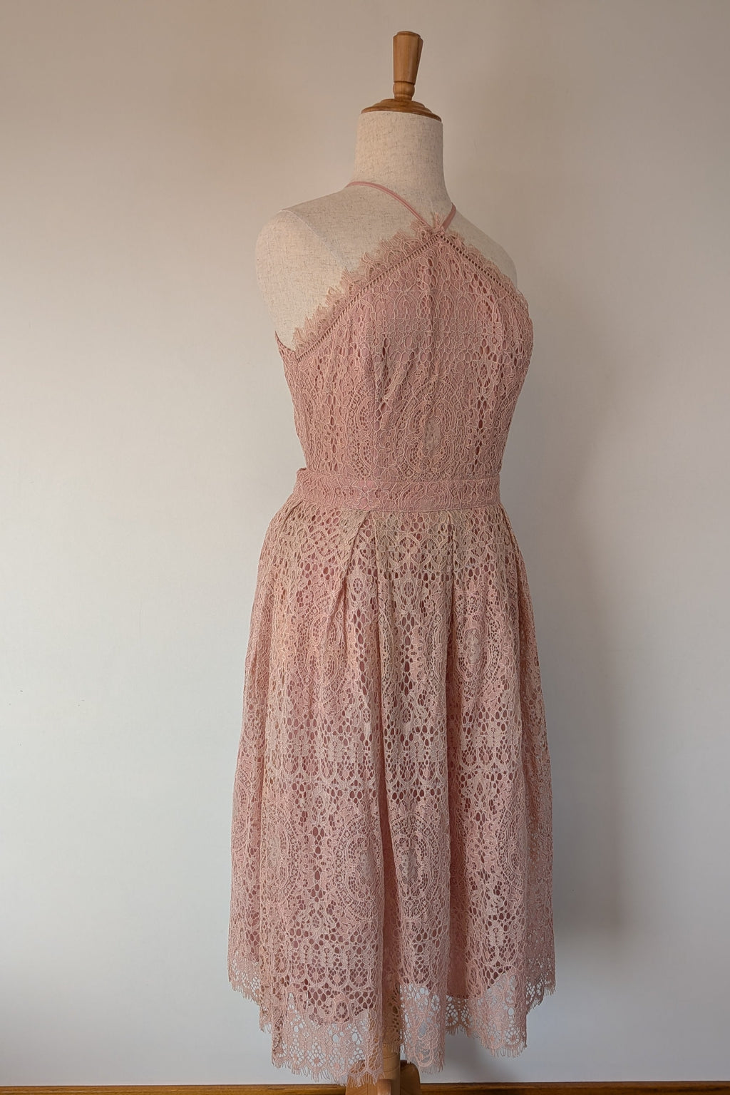 ASOS Lace Midi Dress with Pinny Bodice in Soft Blush Size 18 BNWT RRP $145