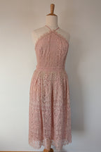 ASOS Lace Midi Dress with Pinny Bodice in Soft Blush Size 18 BNWT RRP $145