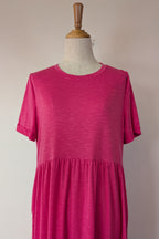 Jövie the Label Sienna Tiered Midi Dress in Fuchsia Pink Size 14 BNWT RRP $99.95