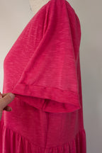 Jövie the Label Sienna Tiered Midi Dress in Fuchsia Pink Size 14 BNWT RRP $99.95