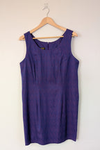 Vintage 90s A Dong Silk Bespoke Purple Jacquard Shift Dress Size M/L