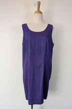 Vintage 90s A Dong Silk Bespoke Purple Jacquard Shift Dress Size M/L