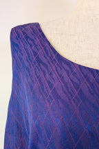 Vintage 90s A Dong Silk Bespoke Purple Jacquard Shift Dress Size M/L