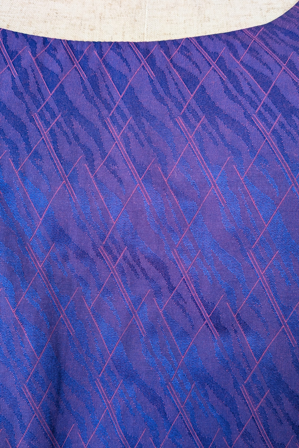 Vintage 90s A Dong Silk Bespoke Purple Jacquard Shift Dress Size M/L