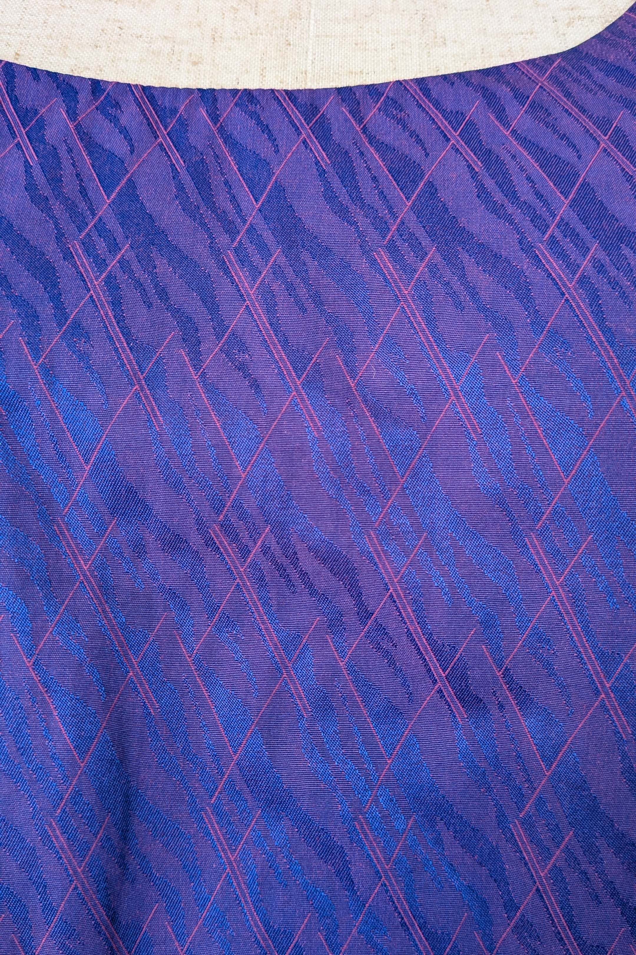 Vintage 90s A Dong Silk Bespoke Purple Jacquard Shift Dress Size M/L