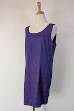 Vintage 90s A Dong Silk Bespoke Purple Jacquard Shift Dress Size M/L