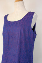 Vintage 90s A Dong Silk Bespoke Purple Jacquard Shift Dress Size M/L