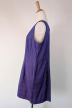 Vintage 90s A Dong Silk Bespoke Purple Jacquard Shift Dress Size M/L