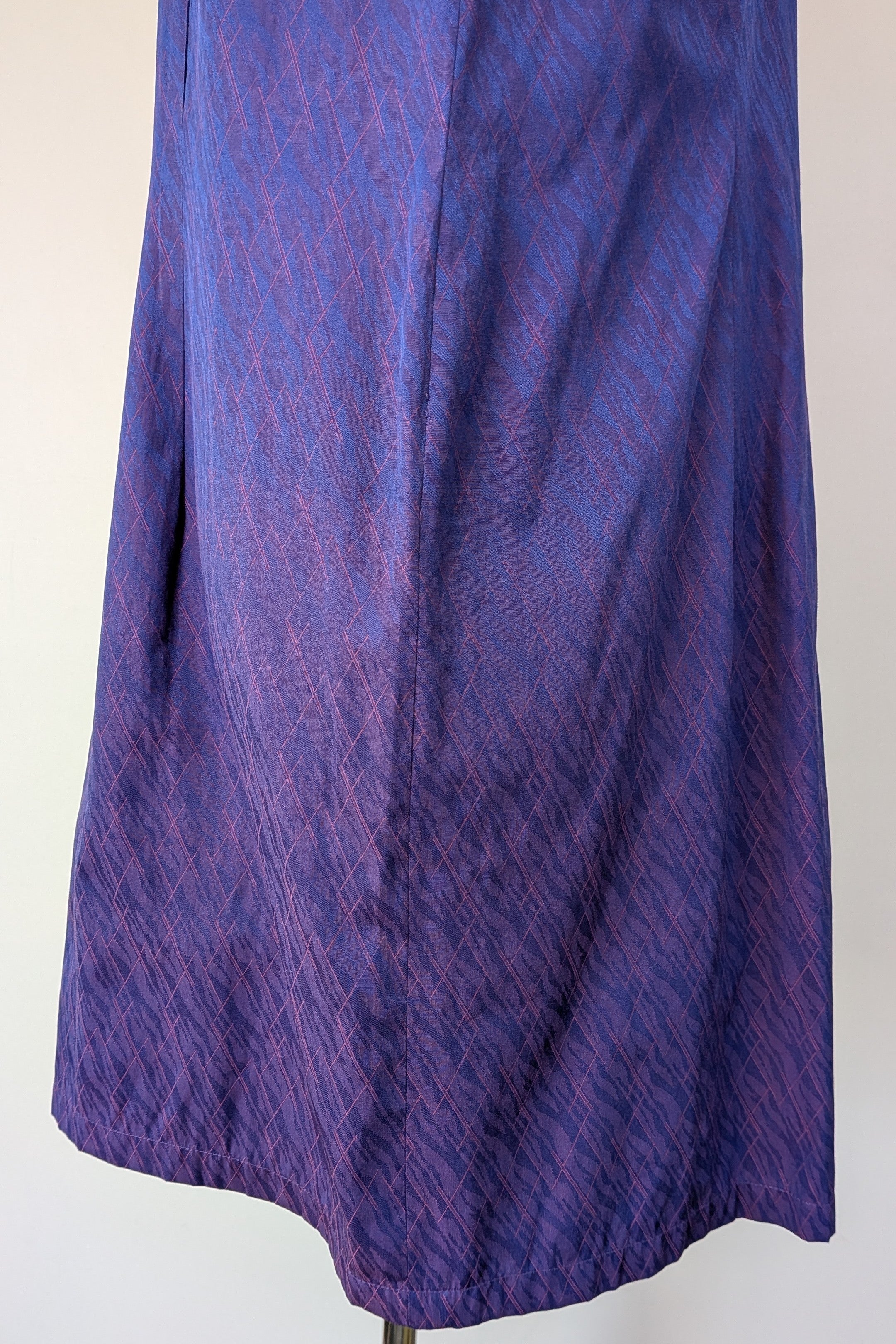 Vintage 90s A Dong Silk Bespoke Purple Jacquard Shift Dress Size M/L