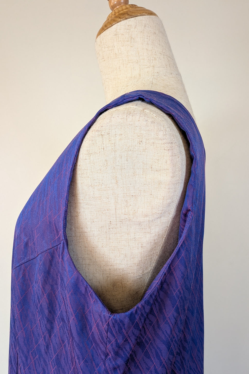 Vintage 90s A Dong Silk Bespoke Purple Jacquard Shift Dress Size M/L