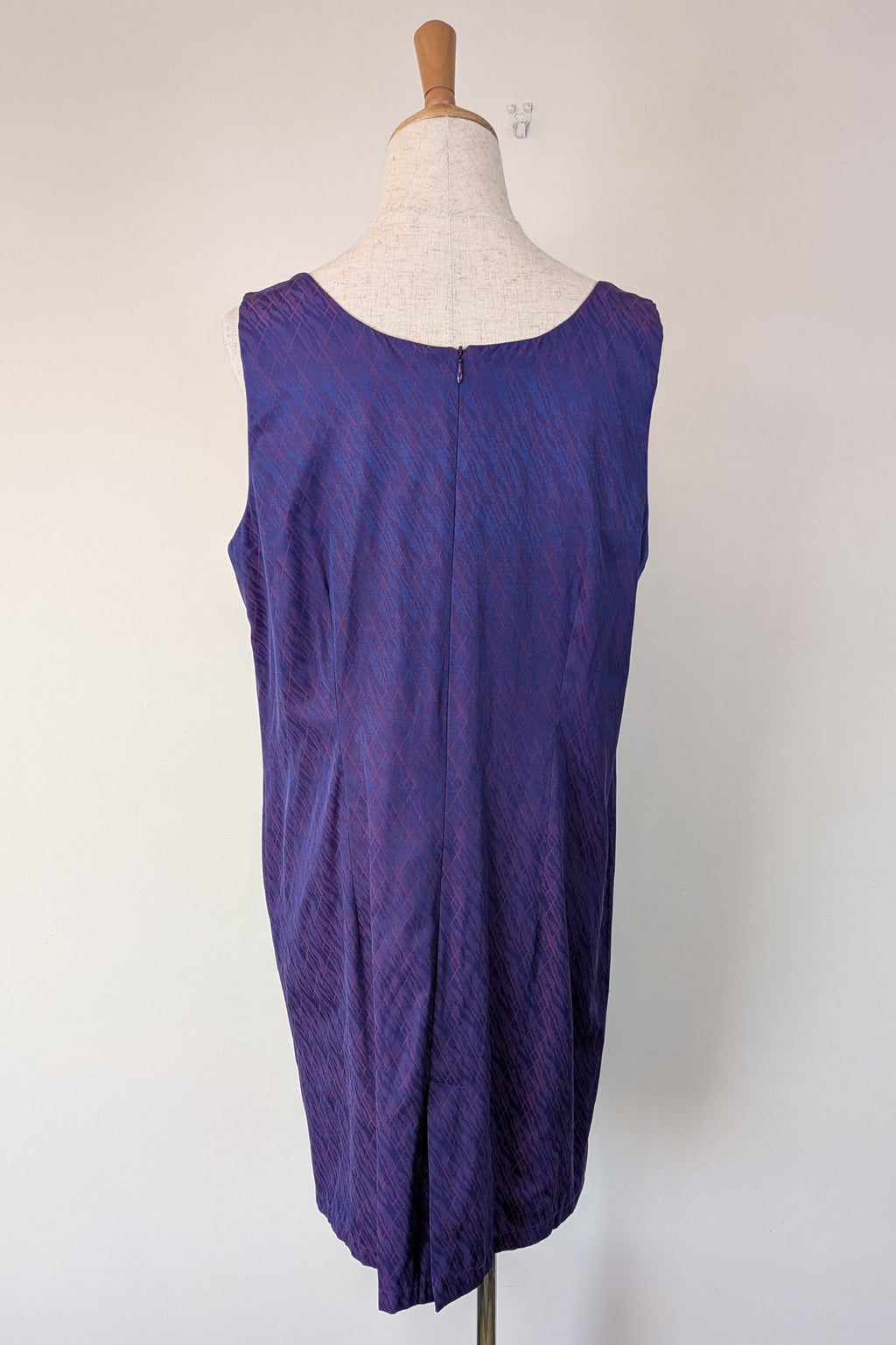 Vintage 90s A Dong Silk Bespoke Purple Jacquard Shift Dress Size M/L