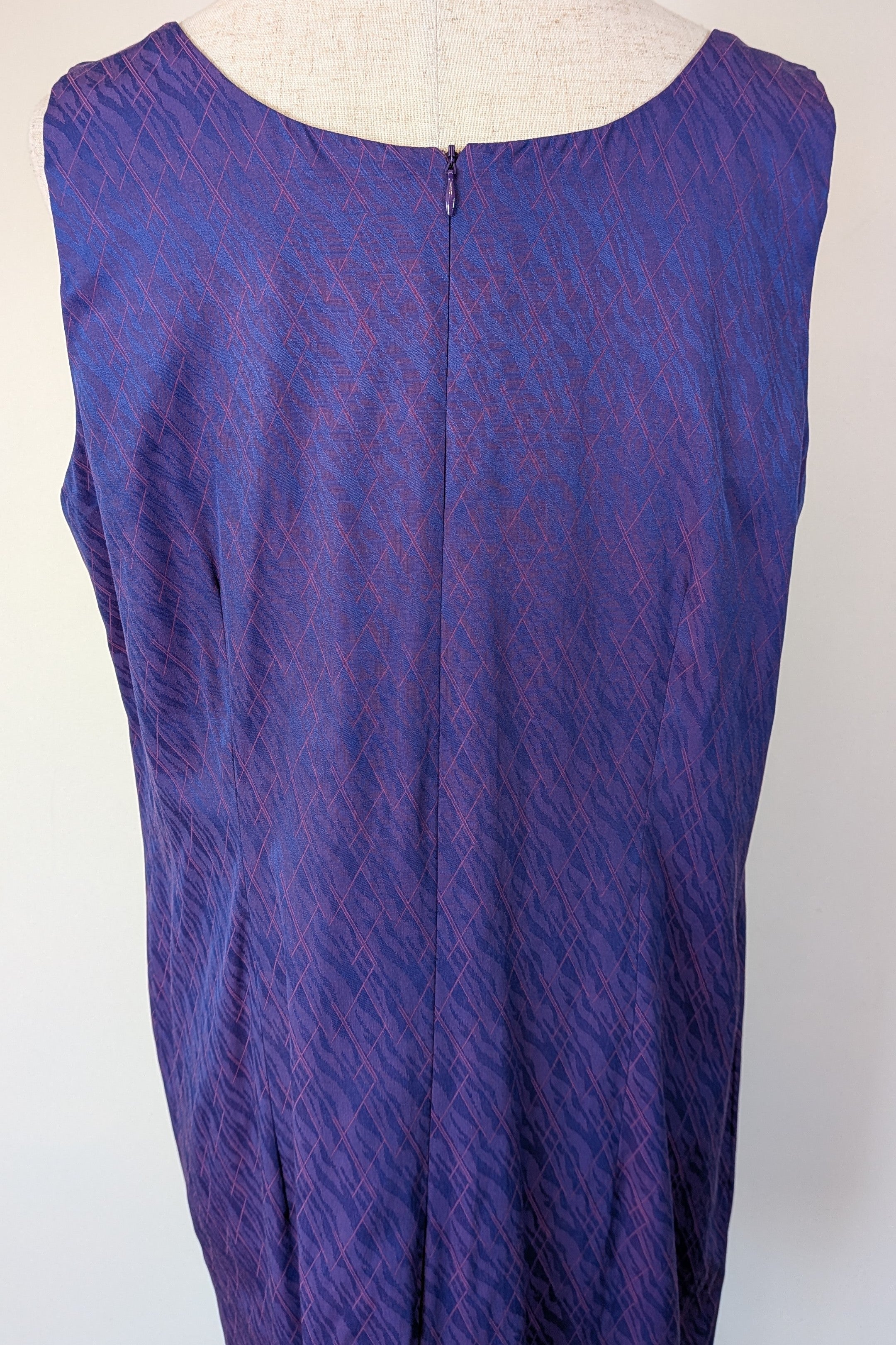 Vintage 90s A Dong Silk Bespoke Purple Jacquard Shift Dress Size M/L