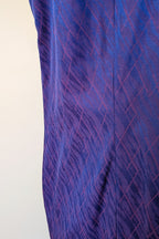 Vintage 90s A Dong Silk Bespoke Purple Jacquard Shift Dress Size M/L