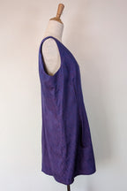 Vintage 90s A Dong Silk Bespoke Purple Jacquard Shift Dress Size M/L
