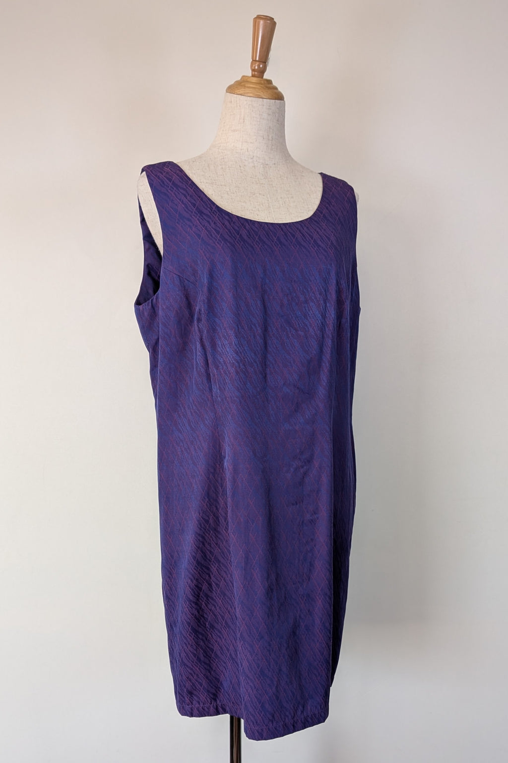 Vintage 90s A Dong Silk Bespoke Purple Jacquard Shift Dress Size M/L
