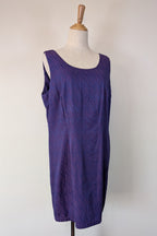 Vintage 90s A Dong Silk Bespoke Purple Jacquard Shift Dress Size M/L