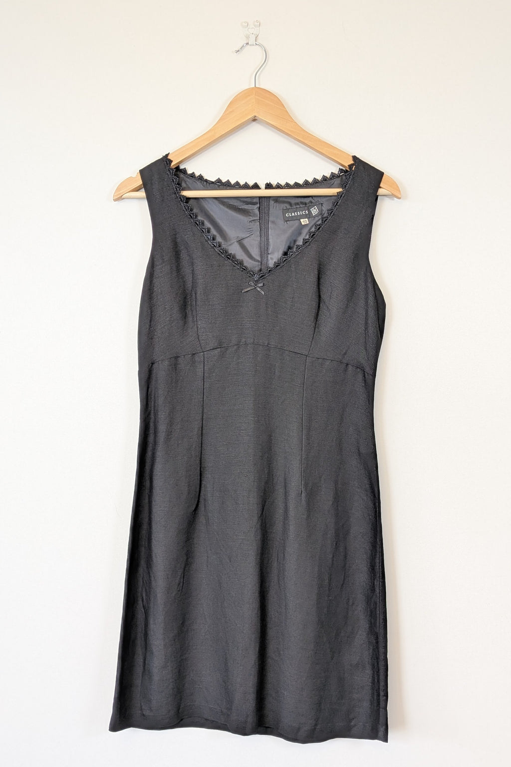 Vintage 90s Classics GS Black Linen Blend Coquette Shift Dress Size 10