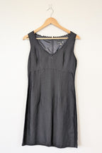 Vintage 90s Classics GS Black Linen Blend Coquette Shift Dress Size 10
