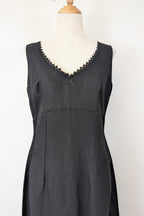 Vintage 90s Classics GS Black Linen Blend Coquette Shift Dress Size 10