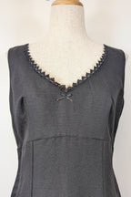 Vintage 90s Classics GS Black Linen Blend Coquette Shift Dress Size 10