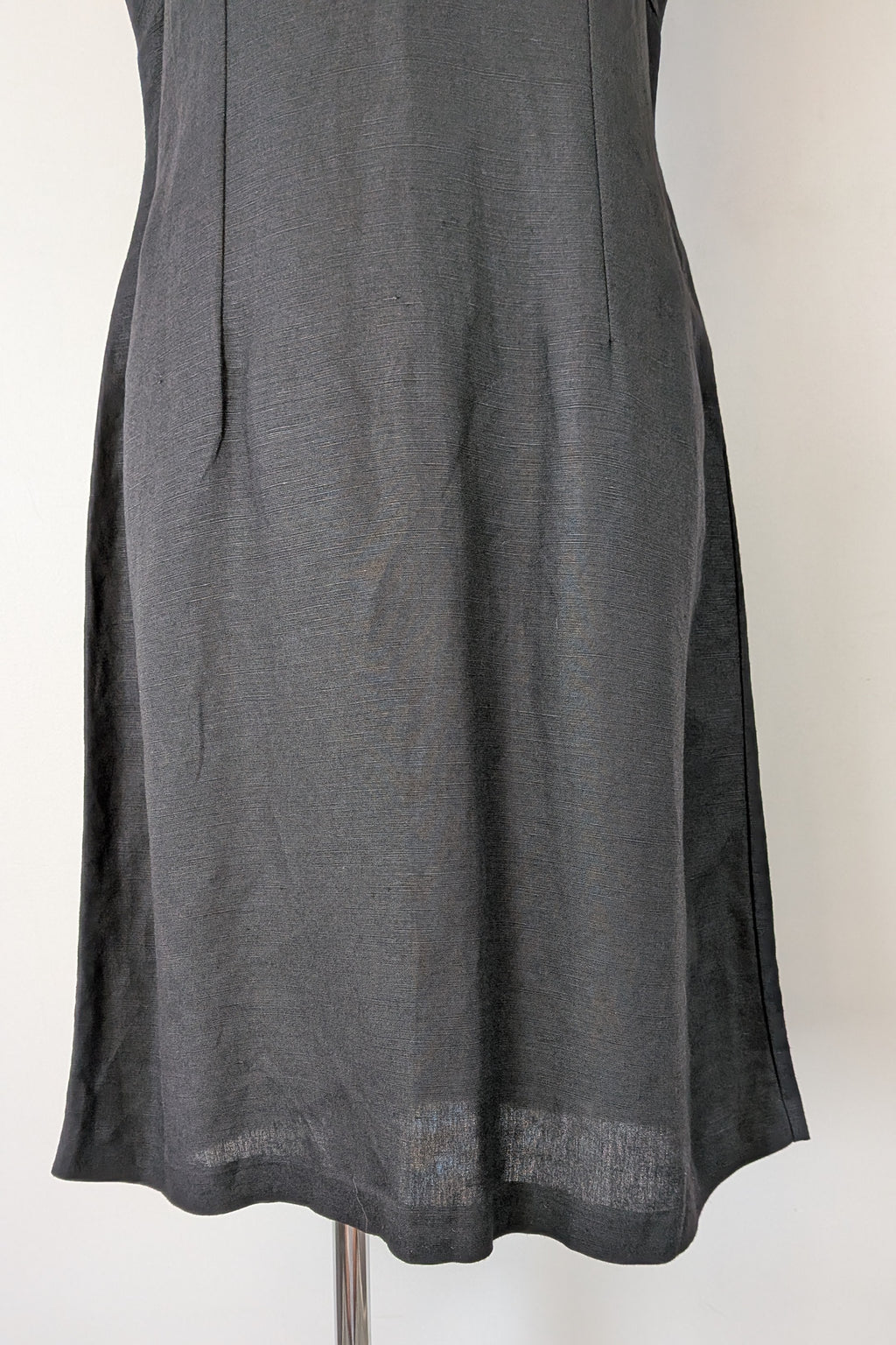 Vintage 90s Classics GS Black Linen Blend Coquette Shift Dress Size 10