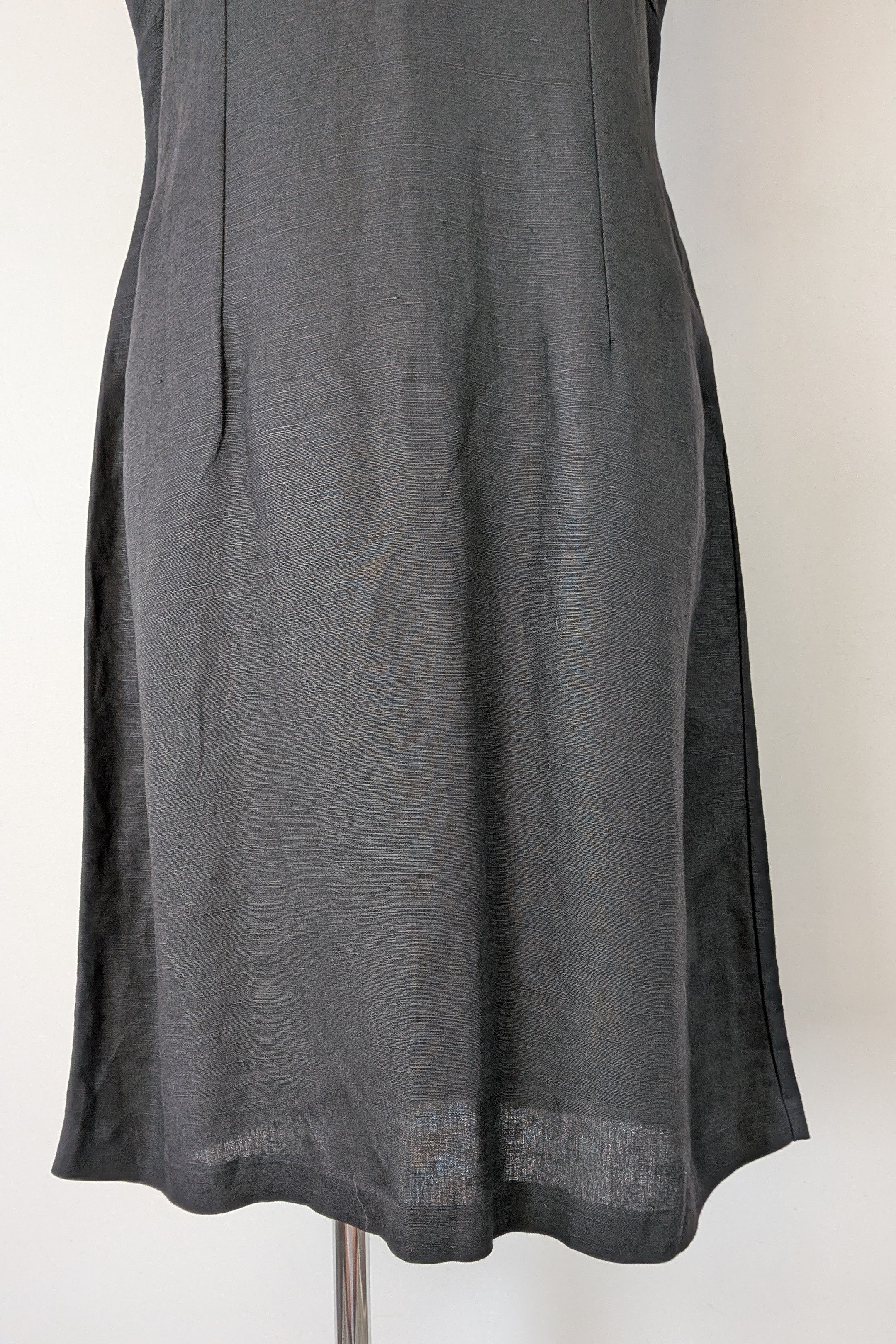 Vintage 90s Classics GS Black Linen Blend Coquette Shift Dress Size 10