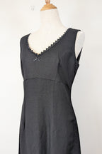 Vintage 90s Classics GS Black Linen Blend Coquette Shift Dress Size 10