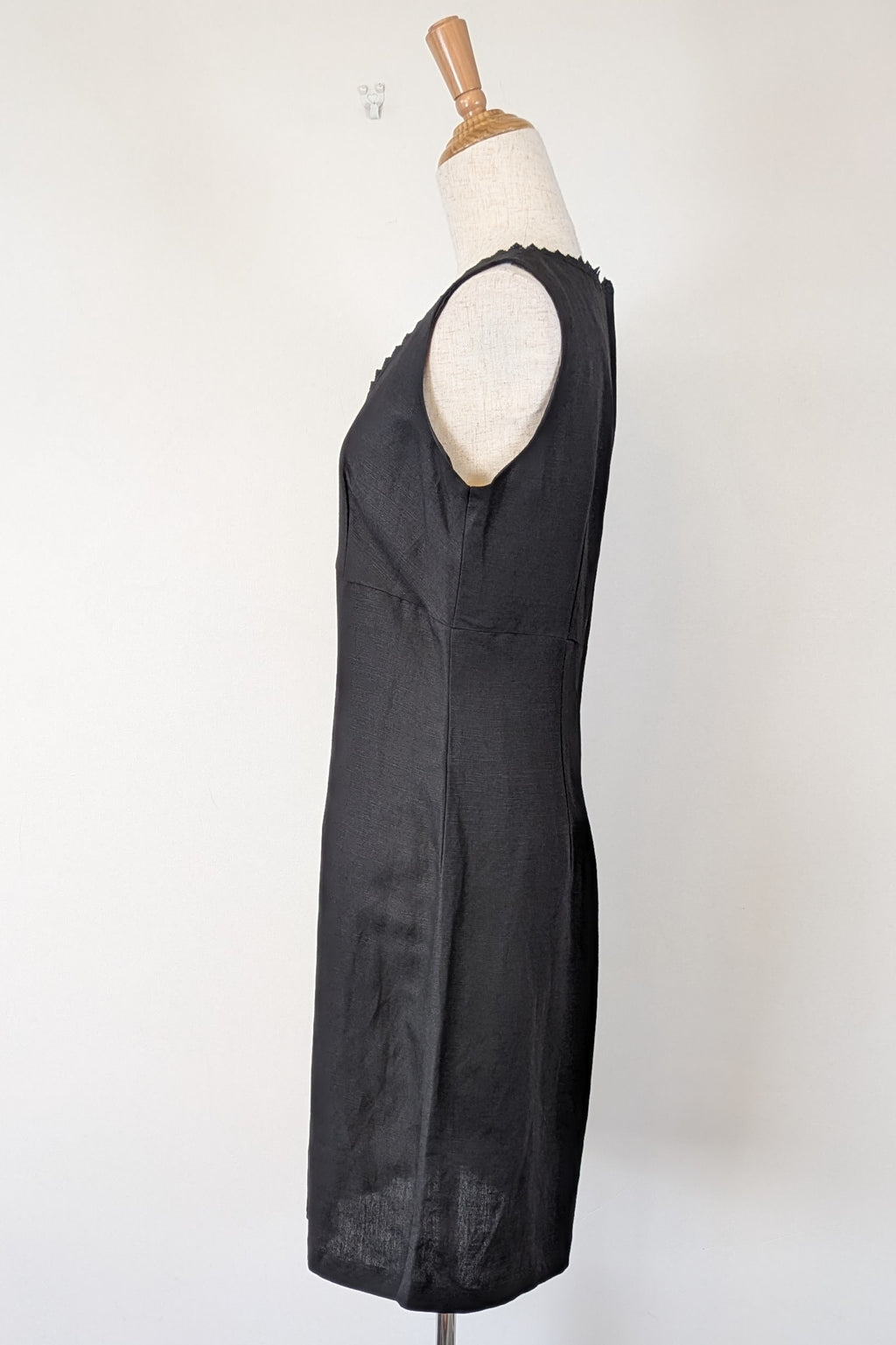 Vintage 90s Classics GS Black Linen Blend Coquette Shift Dress Size 10