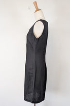 Vintage 90s Classics GS Black Linen Blend Coquette Shift Dress Size 10