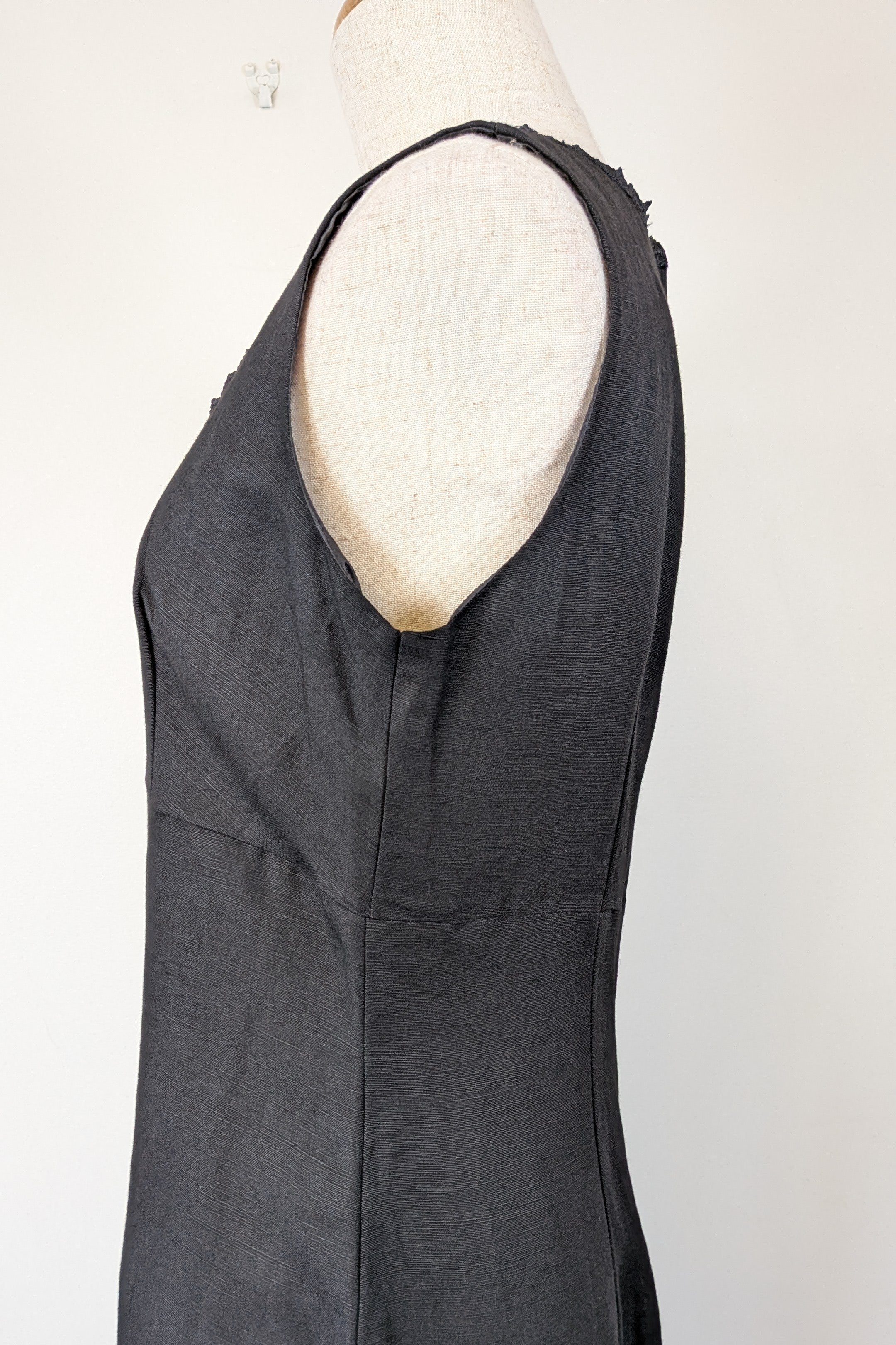 Vintage 90s Classics GS Black Linen Blend Coquette Shift Dress Size 10