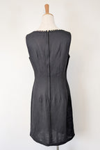 Vintage 90s Classics GS Black Linen Blend Coquette Shift Dress Size 10