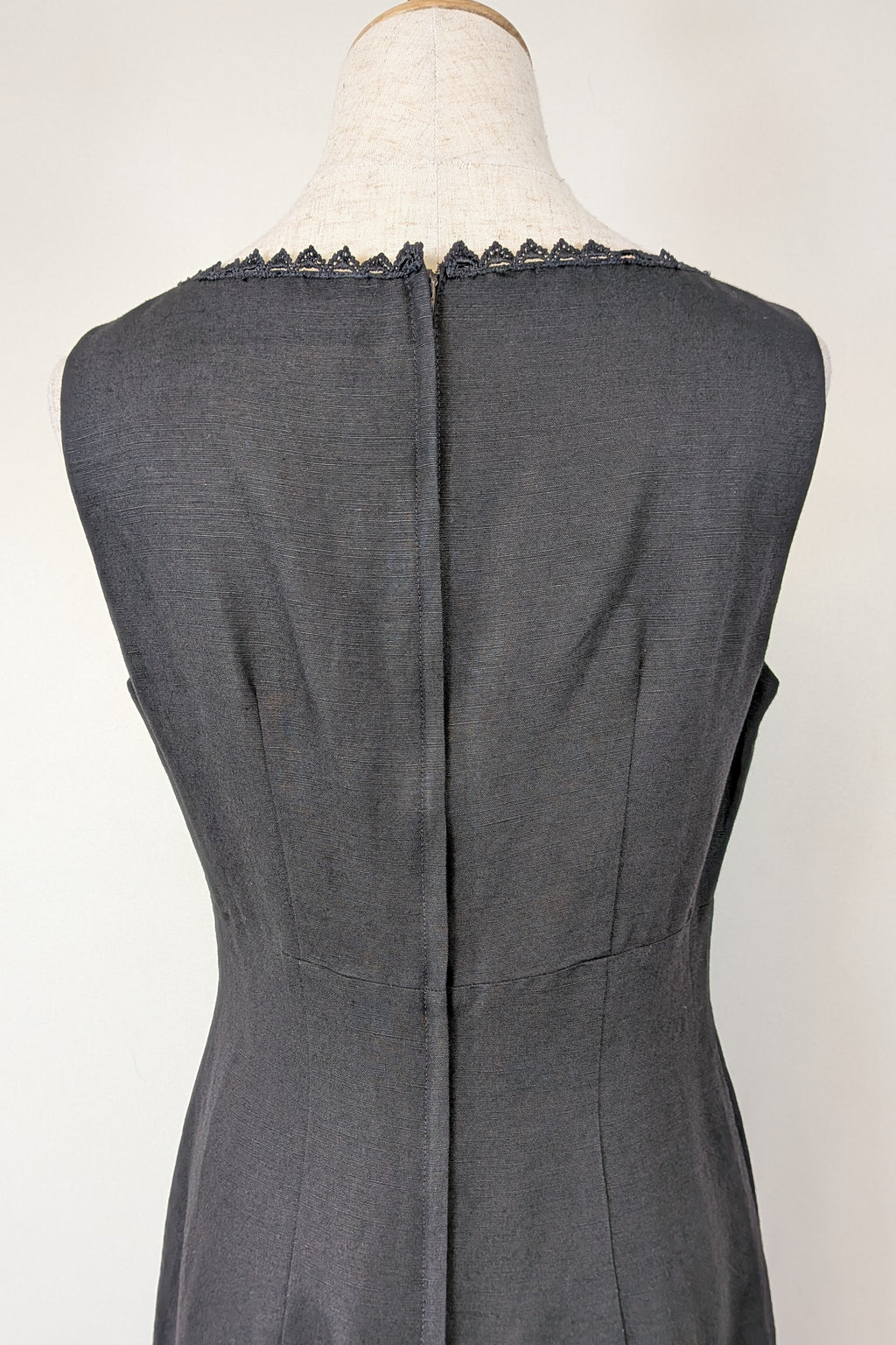 Vintage 90s Classics GS Black Linen Blend Coquette Shift Dress Size 10