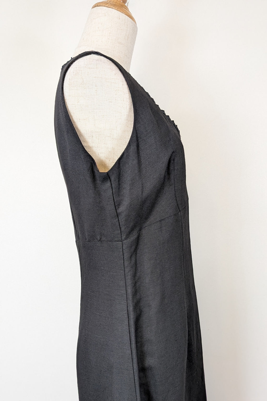 Vintage 90s Classics GS Black Linen Blend Coquette Shift Dress Size 10