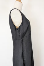 Vintage 90s Classics GS Black Linen Blend Coquette Shift Dress Size 10