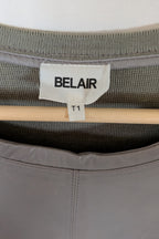 Belair Paris ROSE Grey Lambskin Leather & Knit Shift Mini Dress Size 8