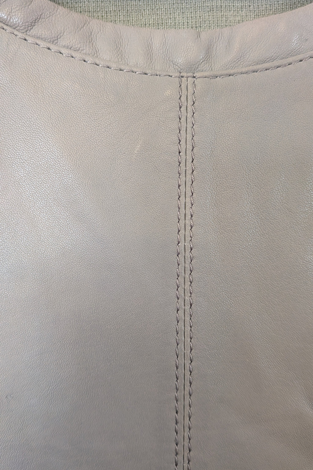 Belair Paris ROSE Grey Lambskin Leather & Knit Shift Mini Dress Size 8