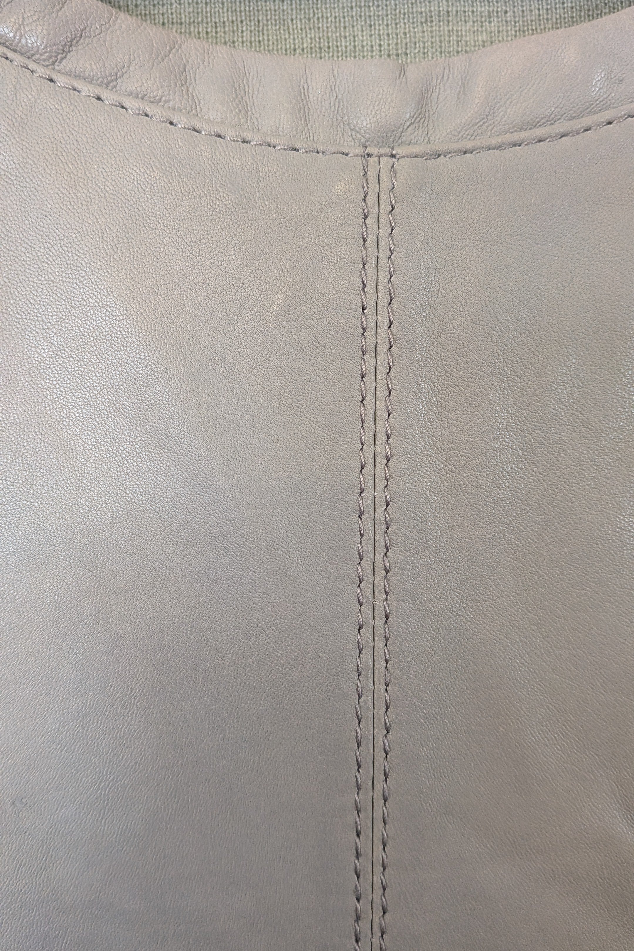 Belair Paris ROSE Grey Lambskin Leather & Knit Shift Mini Dress Size 8