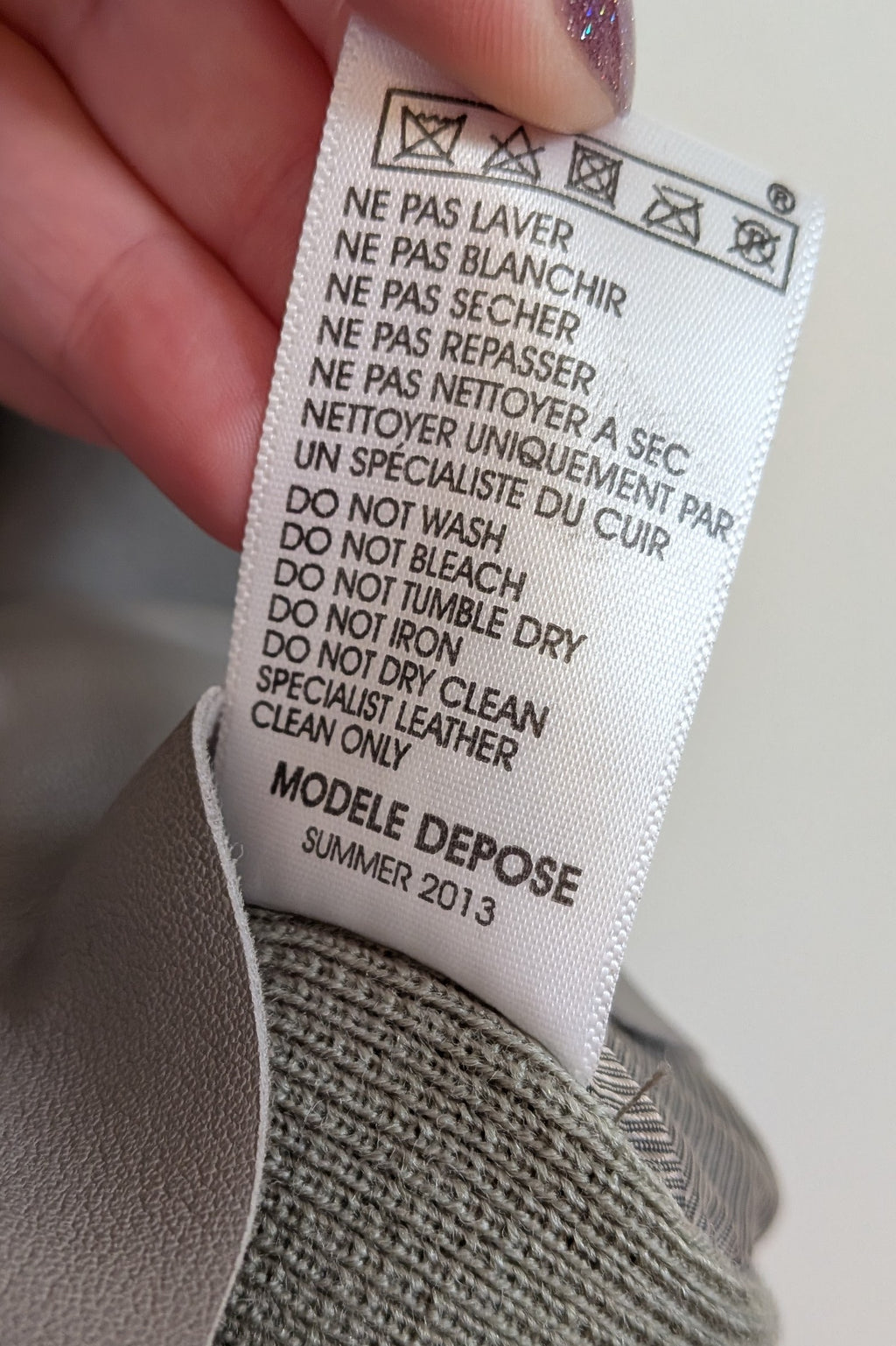 Belair Paris ROSE Grey Lambskin Leather & Knit Shift Mini Dress Size 8