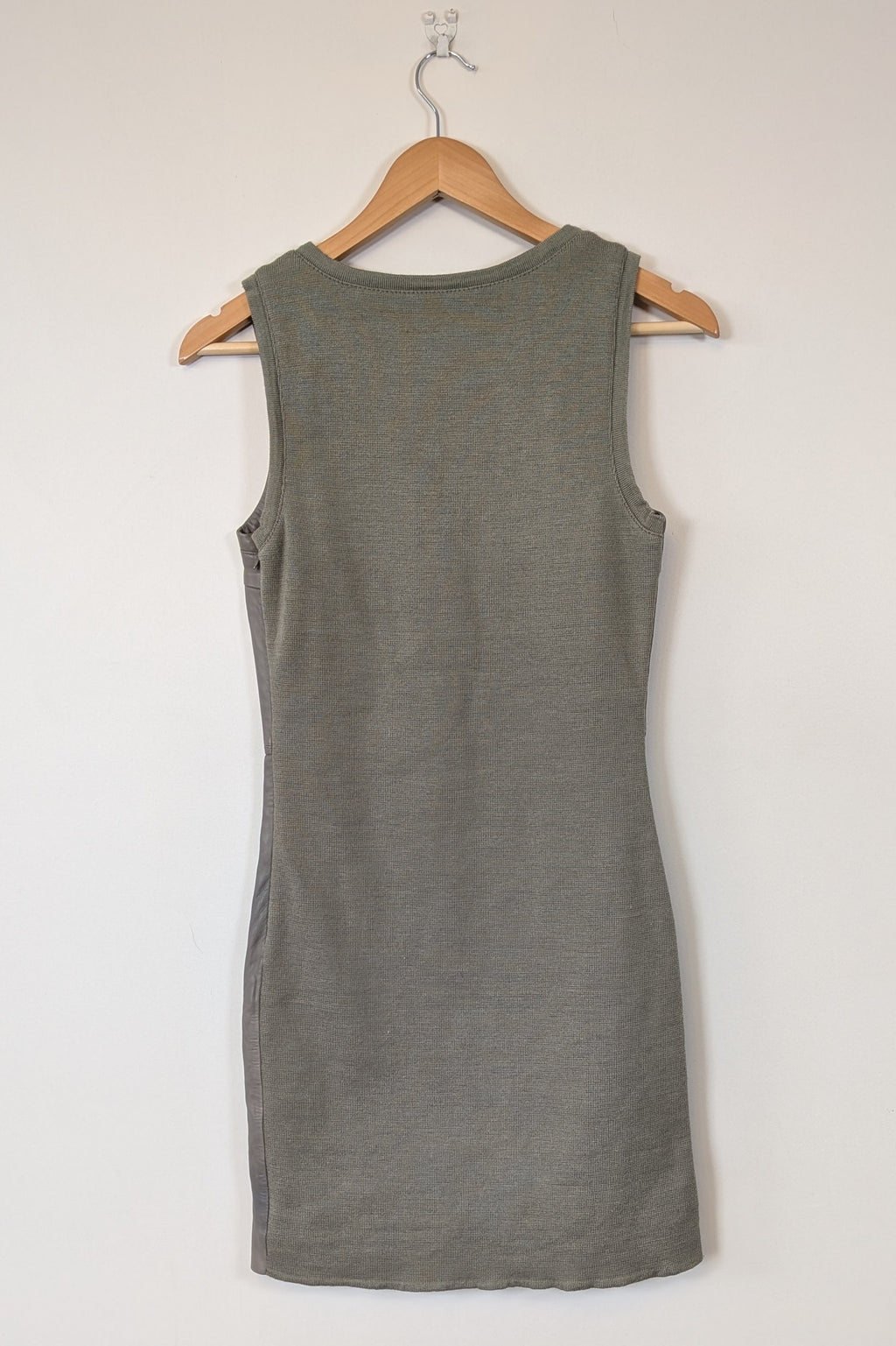 Belair Paris ROSE Grey Lambskin Leather & Knit Shift Mini Dress Size 8