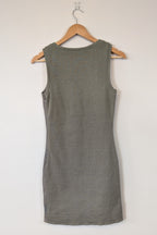 Belair Paris ROSE Grey Lambskin Leather & Knit Shift Mini Dress Size 8