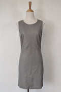 Belair Paris ROSE Grey Lambskin Leather & Knit Shift Mini Dress Size 8